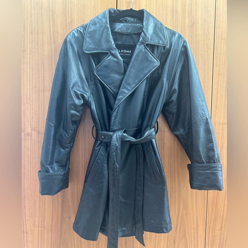 Black belted leather jacket